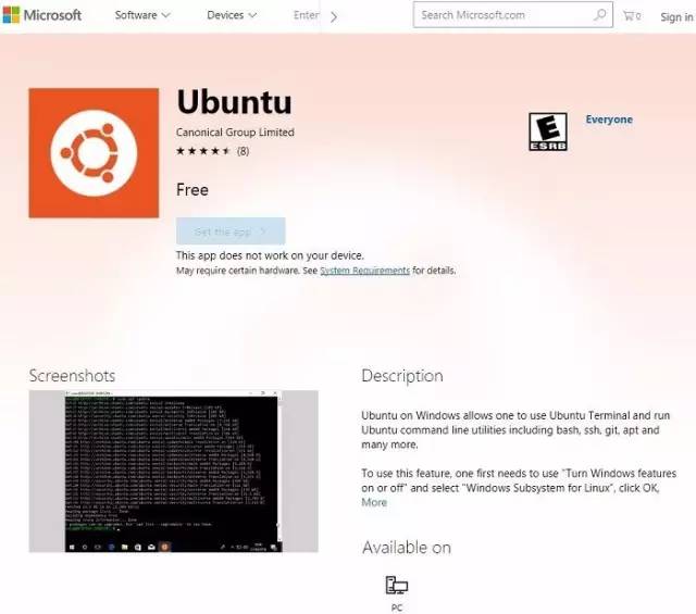 Windows商店添加支持Ubuntu安装下载